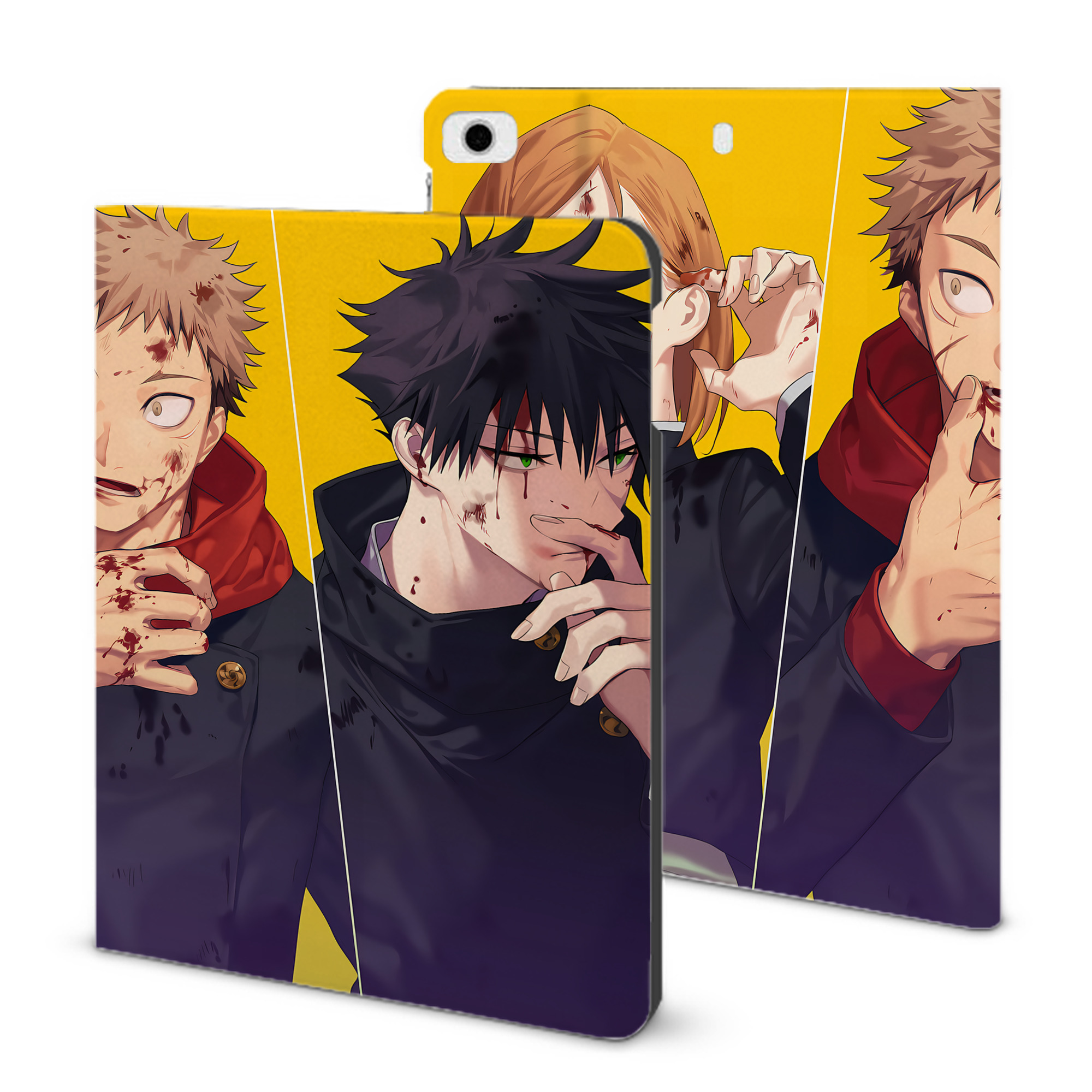 （画像用） 呪術廻戦 Jujutsu Kaisen IPad ケース ブック型 PUレザー TPU 耐衝撃 軽量 薄型 ペン収納なし 全面保護 IPad 各モデル対応